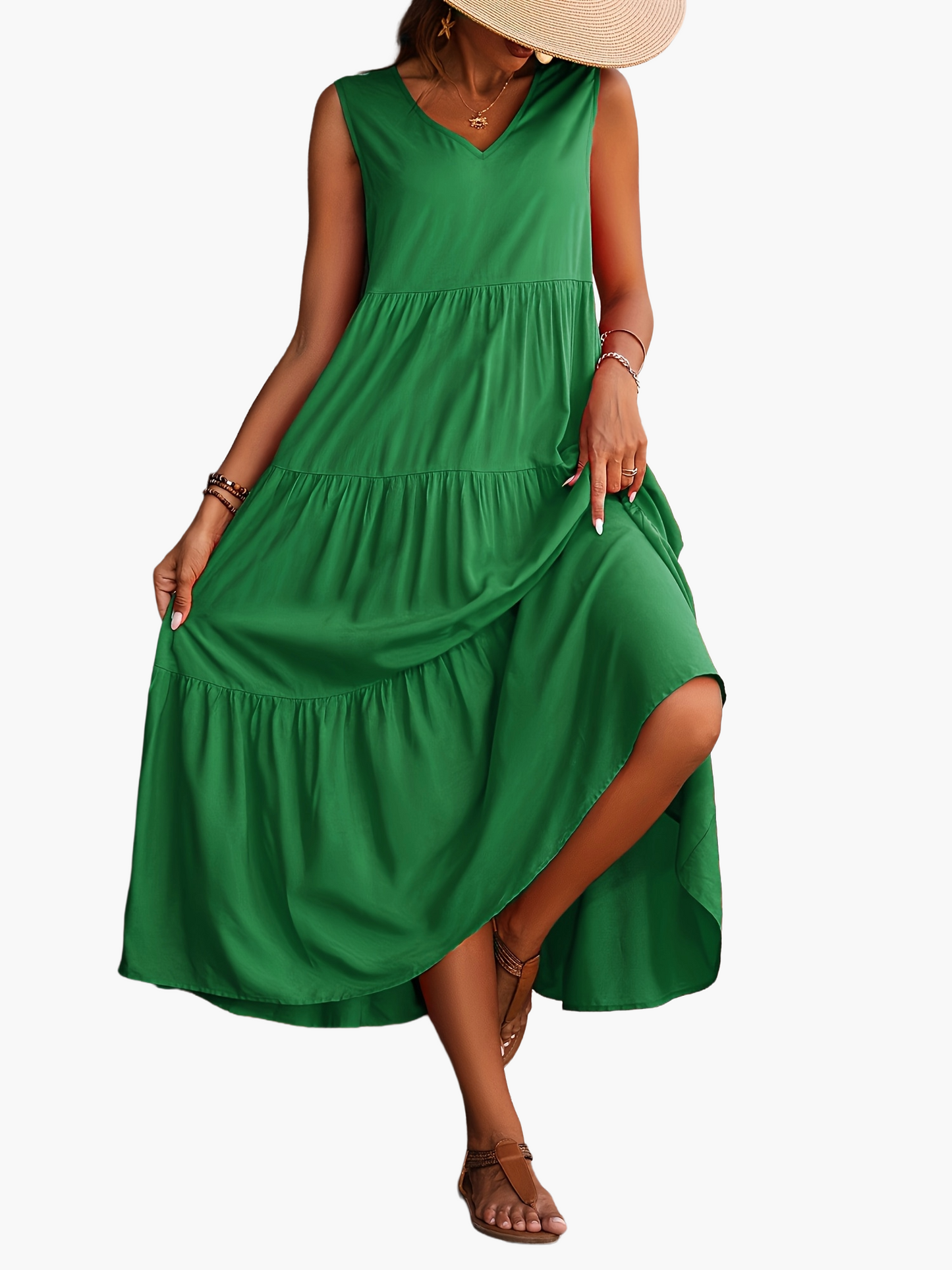 Elegante lange damesjurk met volant in casual stijl voor de zomer