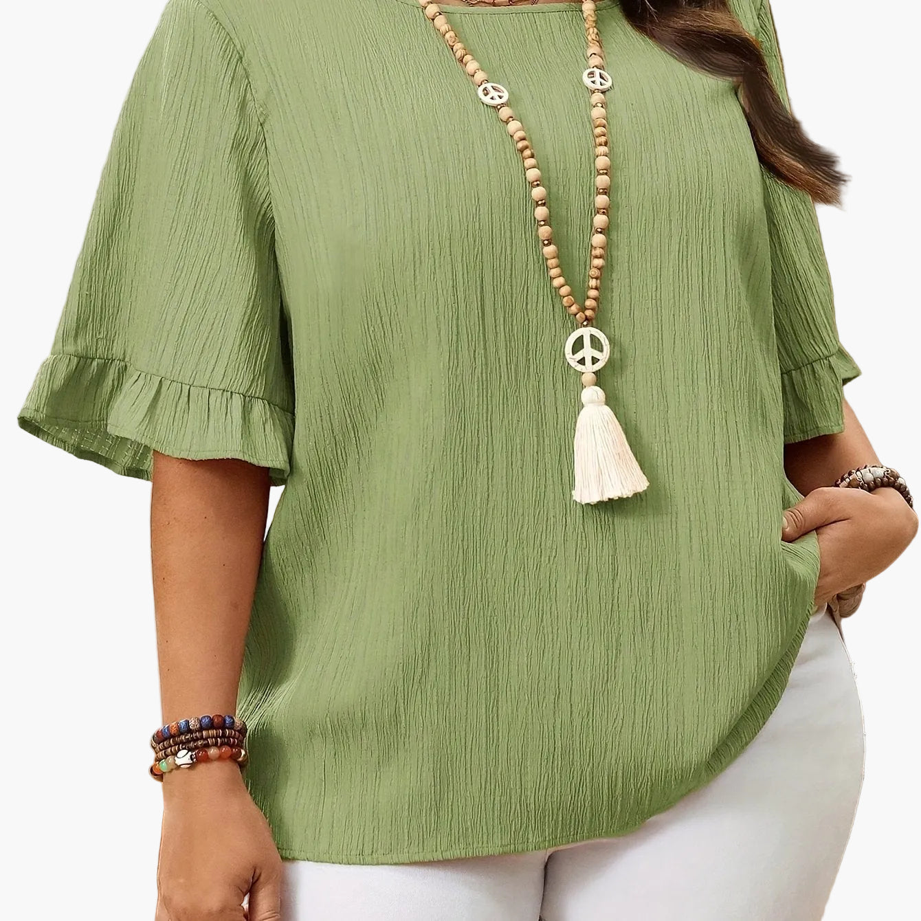 Elegante losse blouse met ruches, casual stijl voor dagelijks gebruik
