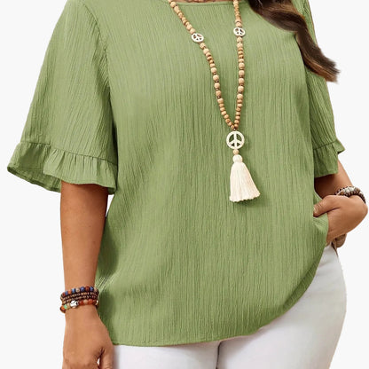 Elegante losse blouse met ruches, casual stijl voor dagelijks gebruik