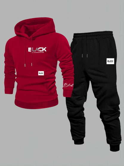 Ensemble Survêtement Homme Capuche et Pantalon Jogging Uni avec Cordon