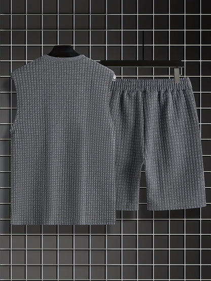 Ensemble Débardeur et Short Homme Style Décontracté Estival Motif Carreaux