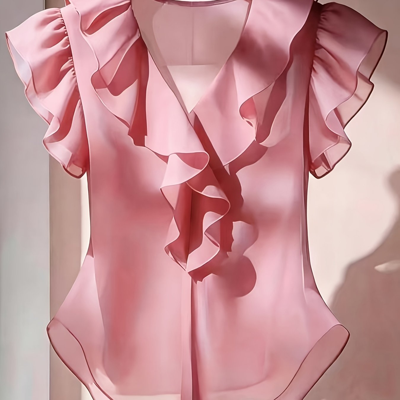Blouse Femme Élégante à Volants Style Romantique pour Tenue Chic et Bureau