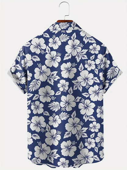 Hawaiihemd Herren Urlaubsstil mit Blumenmuster – Ideal für Sommer und Strand