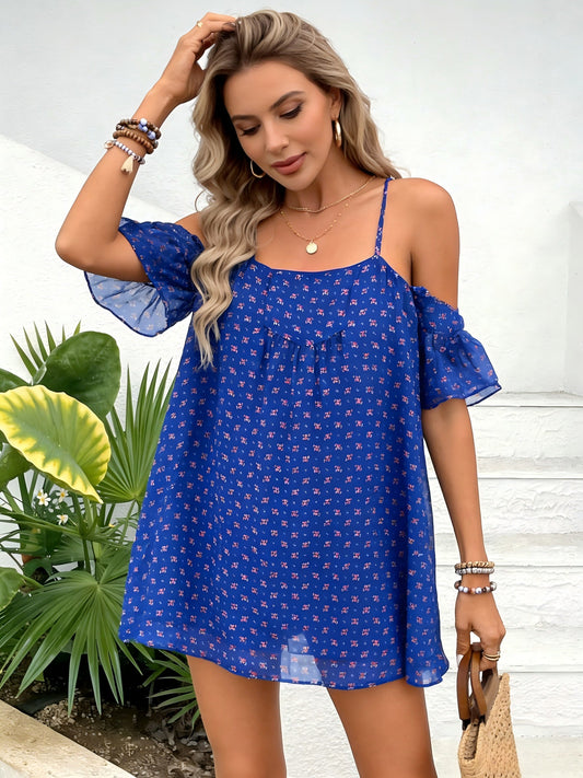 Vestido de verano casual con hombros descubiertos para mujer, estilo bohemio, ideal para la playa o salidas