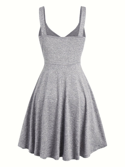Abito Donna Elegante Casual con Bottoni e Scollo a V per Estate e Primavera