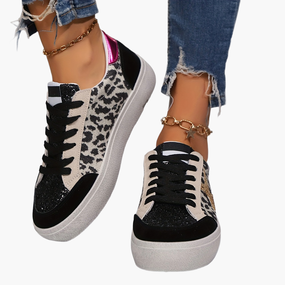 Baskets Femme Style Urbain Casual à Lacets pour Tous les Jours