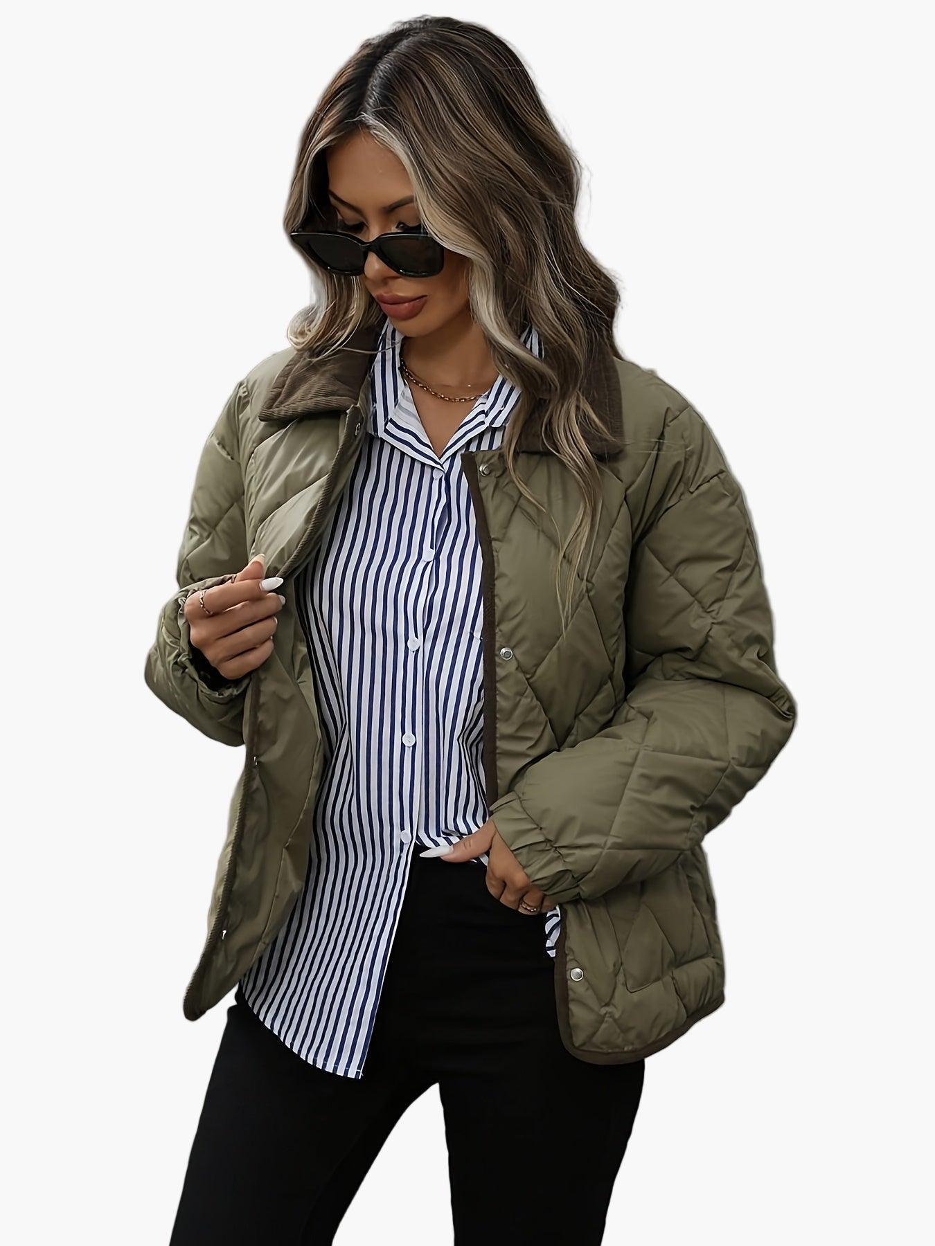 Gesteppte Damenjacke im Vintage-Stil, ideal für Herbst und Winter