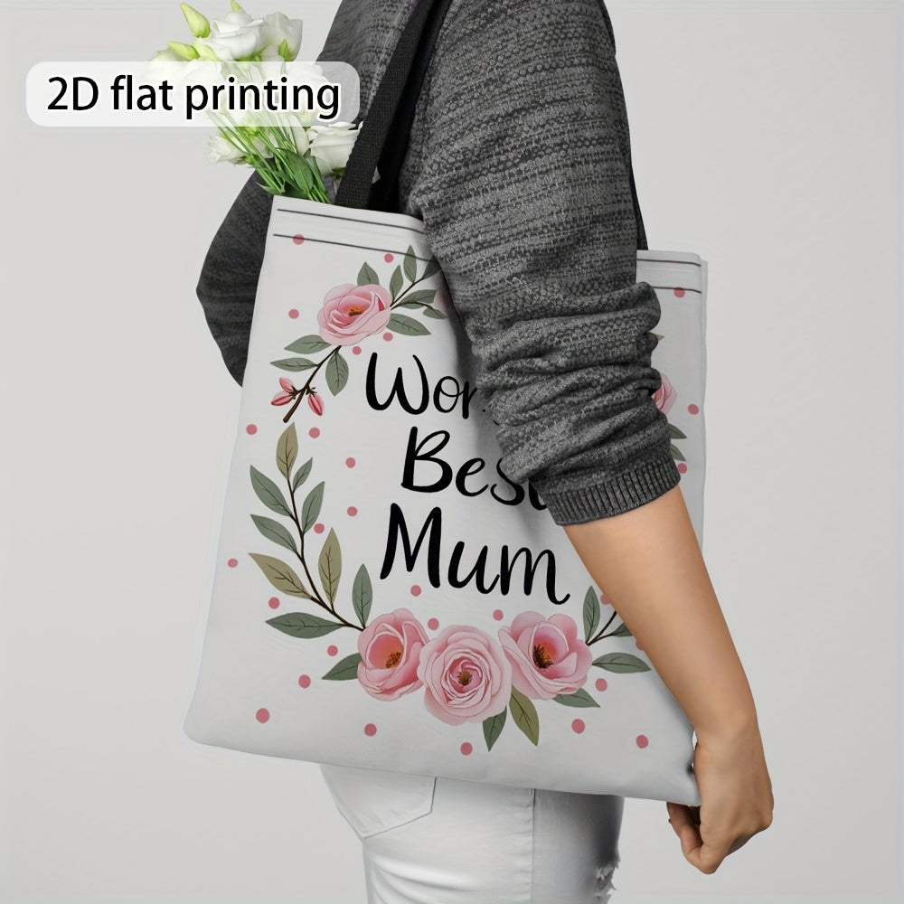 Sac cabas femme style floral cadeau fête des mères "World's Best Mum"