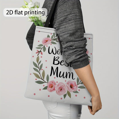 Sac cabas femme style floral cadeau fête des mères "World's Best Mum"