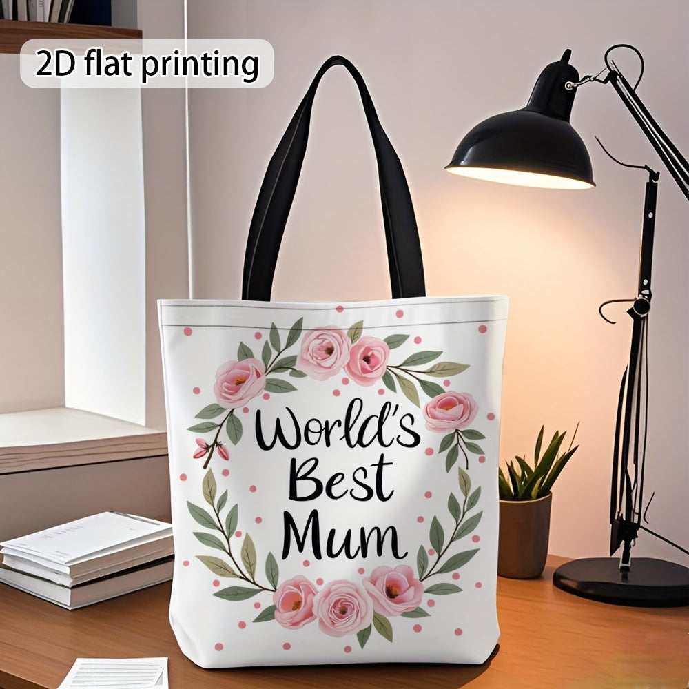 Sac cabas femme style floral cadeau fête des mères "World's Best Mum"