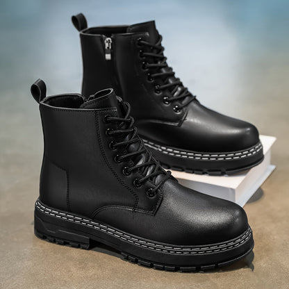 Bottines noires montantes à lacets et semelle épaisse