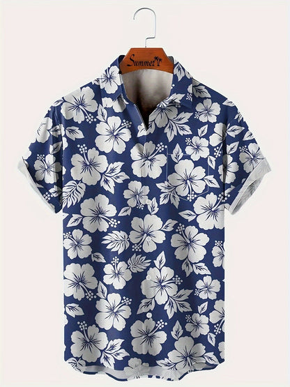 Hawaiihemd Herren Urlaubsstil mit Blumenmuster – Ideal für Sommer und Strand