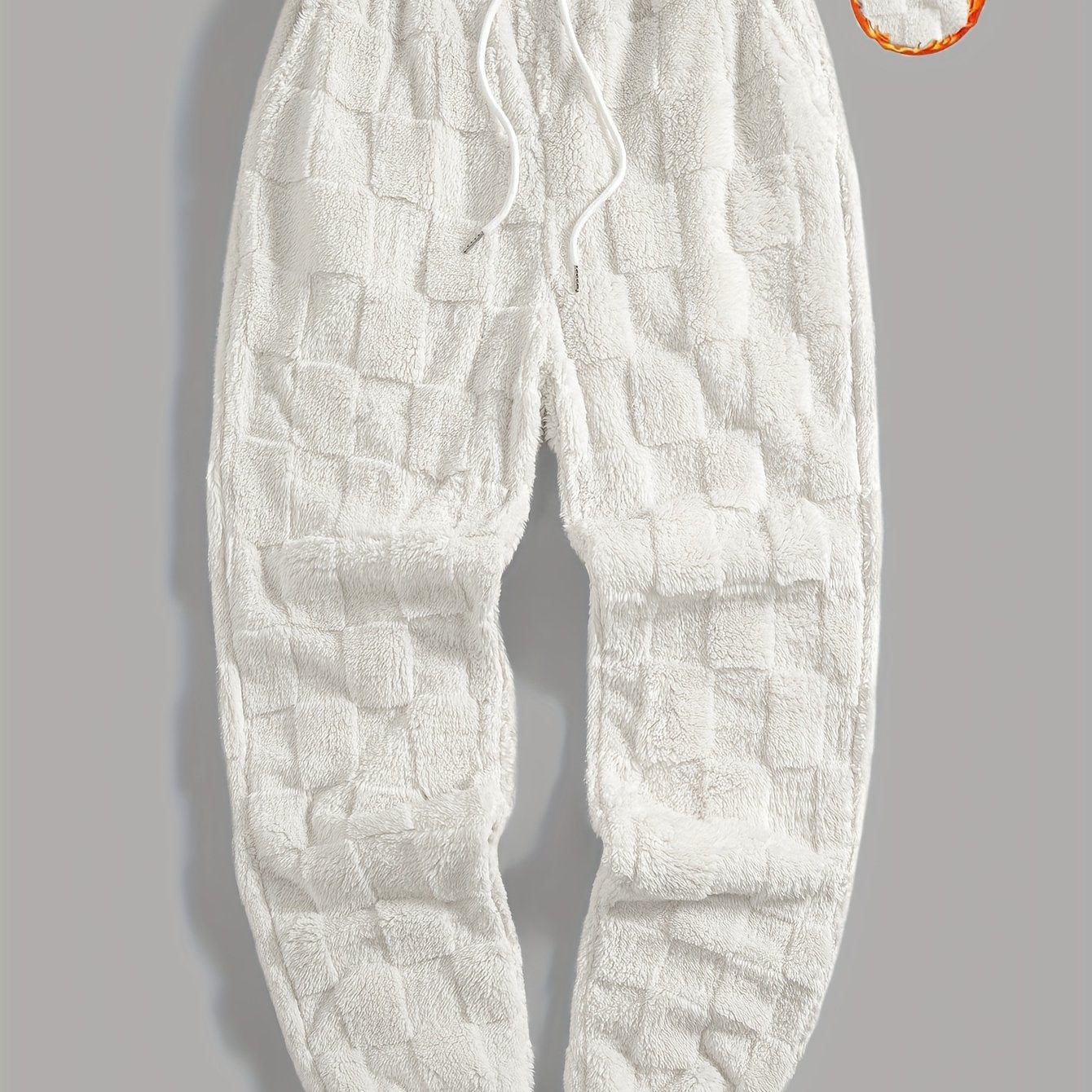 Pantalon de jogging doux à motif texturé à carreaux et cordon de serrage