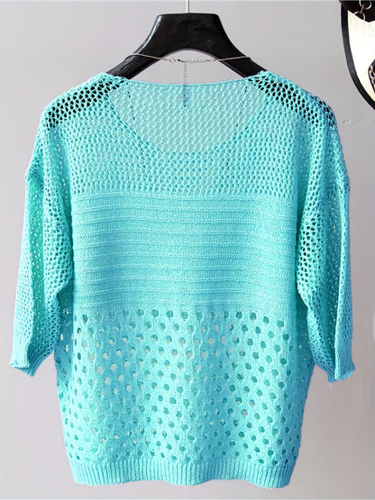 Dames top Boheemse stijl Casual met opengewerkte chique breisels