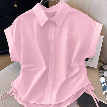 Chemise Femme Manches Courtes Élégante à Boutons Style Moderne