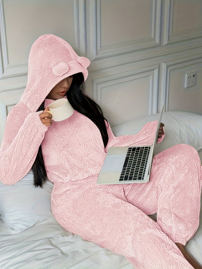 Ensemble d'intérieur Femme Doux à Capuche et Pantalon Large avec Oreilles