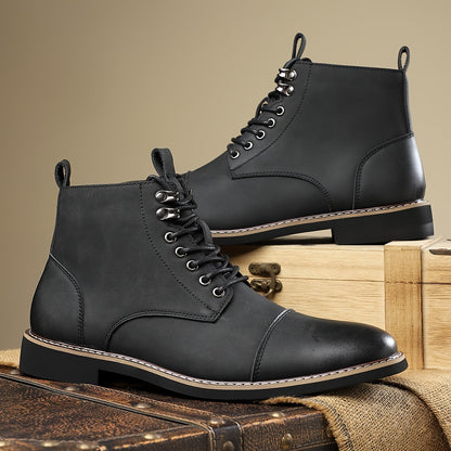 Bottes Chelsea pour homme à lacets, bout cap et fermeture éclair latérale, style décontracté chic