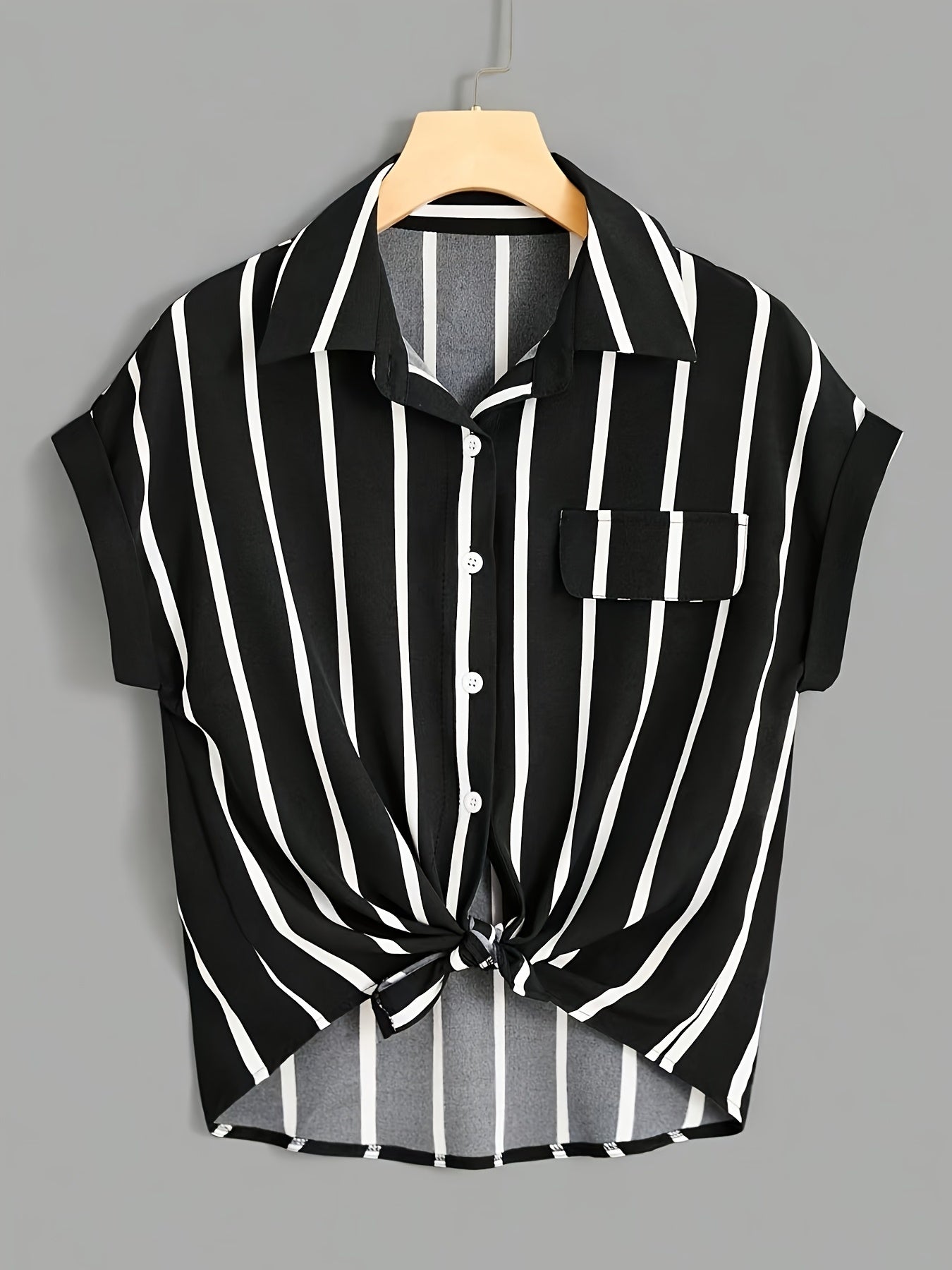 Chemise nouée à rayures style élégant pour femme - idéale pour l'été