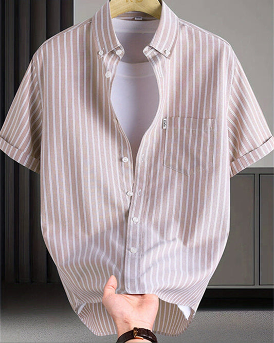 Chemise décontractée à manches courtes pour homme – Style business et urbain à rayures, idéale pour bureau et sorties