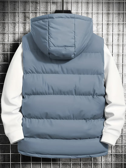 Doudoune sans manches homme à capuche matelassée zippée Couleurs assorties