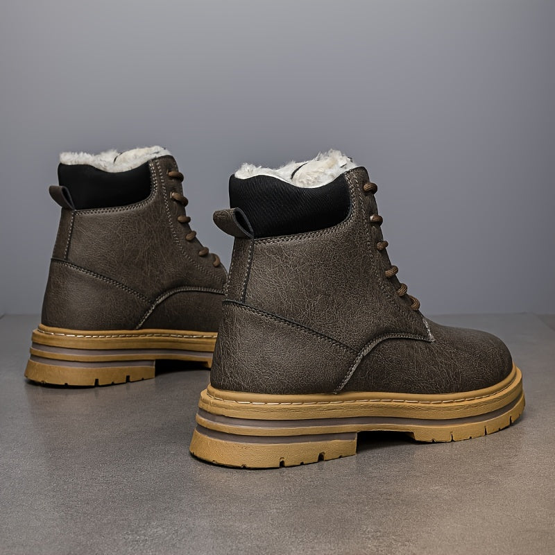 Bottes montantes homme fourrées chaudes à lacets, plusieurs coloris disponibles