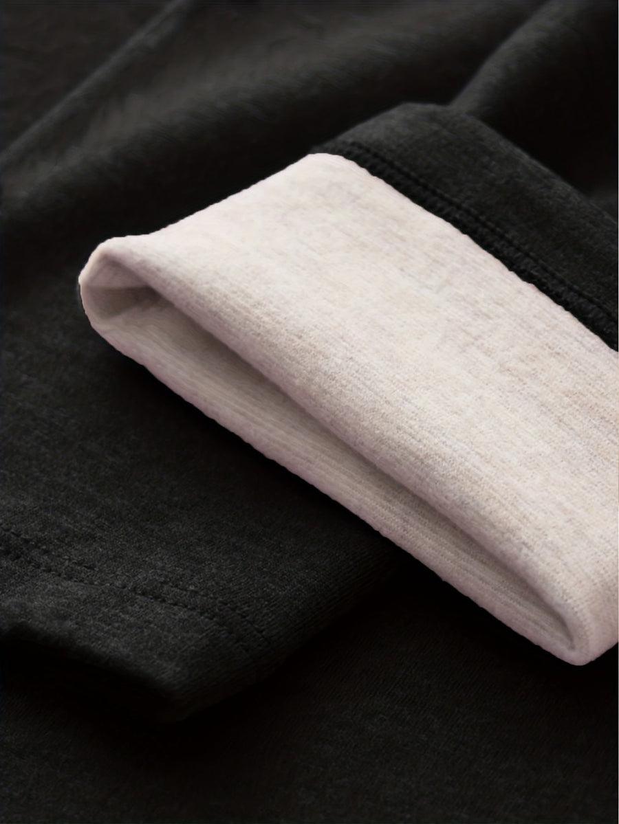 Svarta damleggings med hög midja och varm fleecefodring