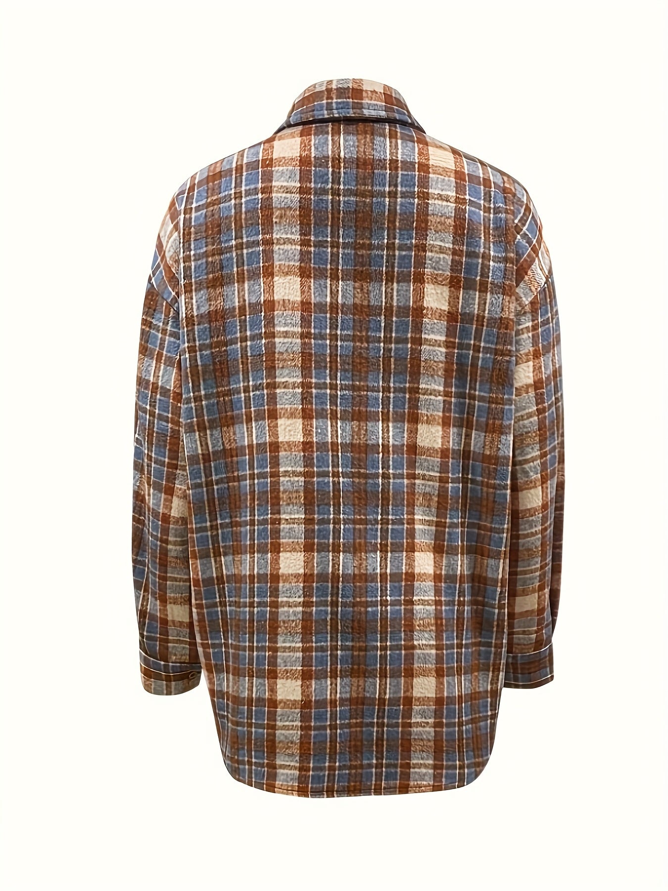 Surchemise à carreaux oversize Femme marron beige bleue décontractée