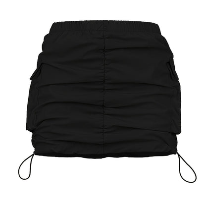 Jupe Mini Cargo Femme Style Urbain avec Fronces et Poches Utilitaires