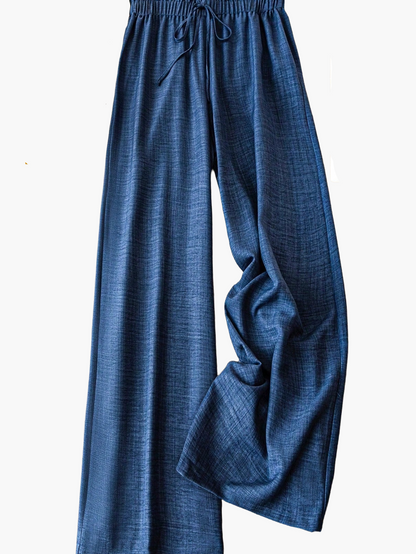 Pantalon large femme style décontracté à taille élastique – Idéal printemps et été