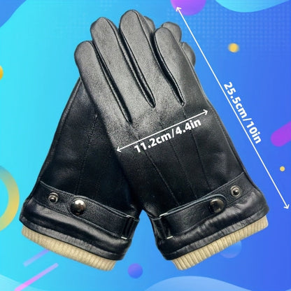 Gants d'hiver unisexe marron avec manchette tricotée et sangle réglable