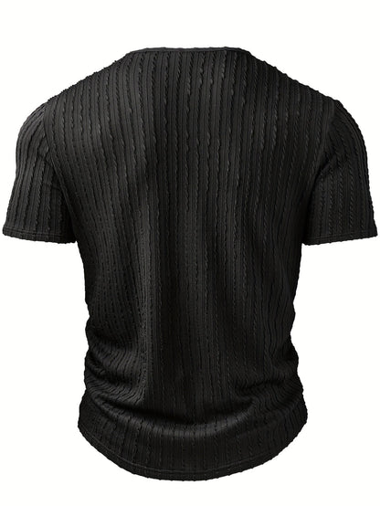 Lässiges Herren-T-Shirt mit Knöpfen und Rundhalsausschnitt – trendiger Sommerstil  