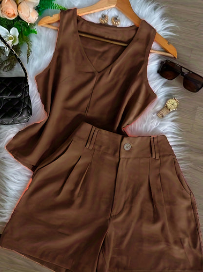 Ensemble Débardeur et Short Femme Style Décontracté Chic Été
