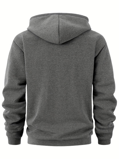 Sweat à Capuche Homme Mi-Zip avec Poches Zippées Devant Kaki