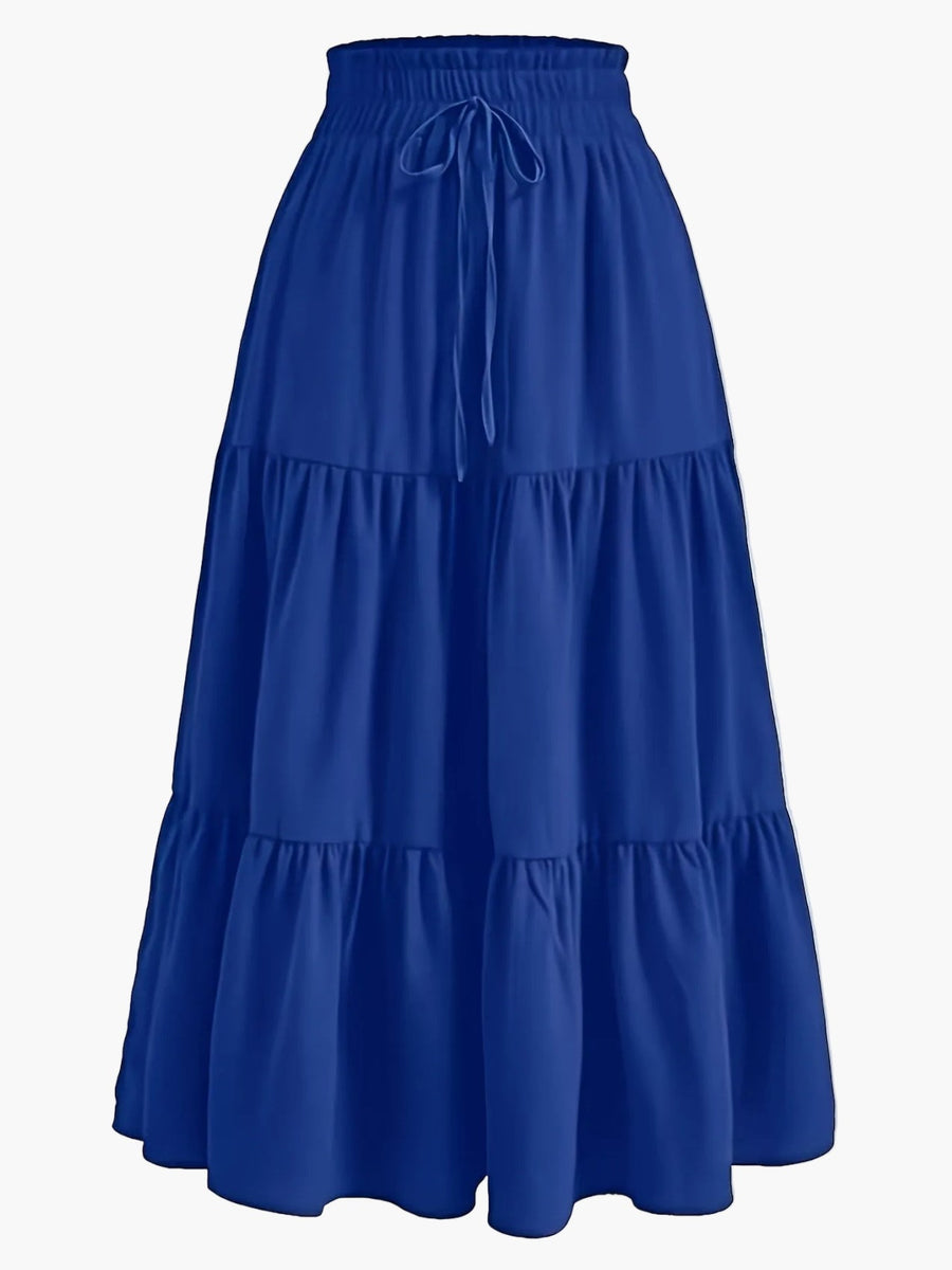 Jupe Longue Femme Élégante Taille Haute à Volants, Style Printemps Été, Idéale pour Loisirs et Sorties