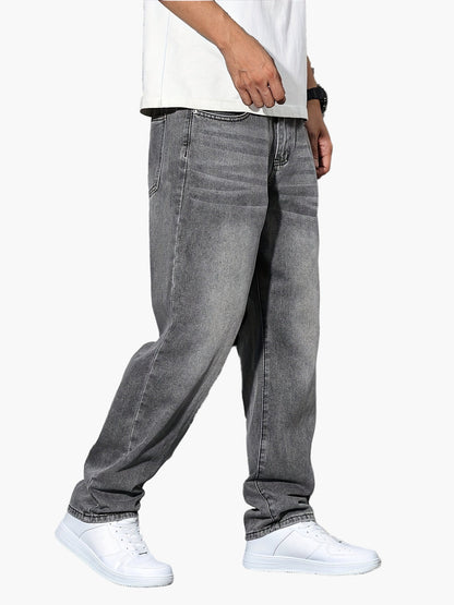 Klassieke rechte jeans voor heren, ruime pasvorm, dagelijks gebruik, stedelijke stijl