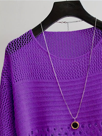 Dames top Boheemse stijl Casual met opengewerkte chique breisels