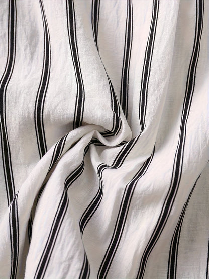 Chemise décontractée pour femme à manches courtes style boutonné col mao chic