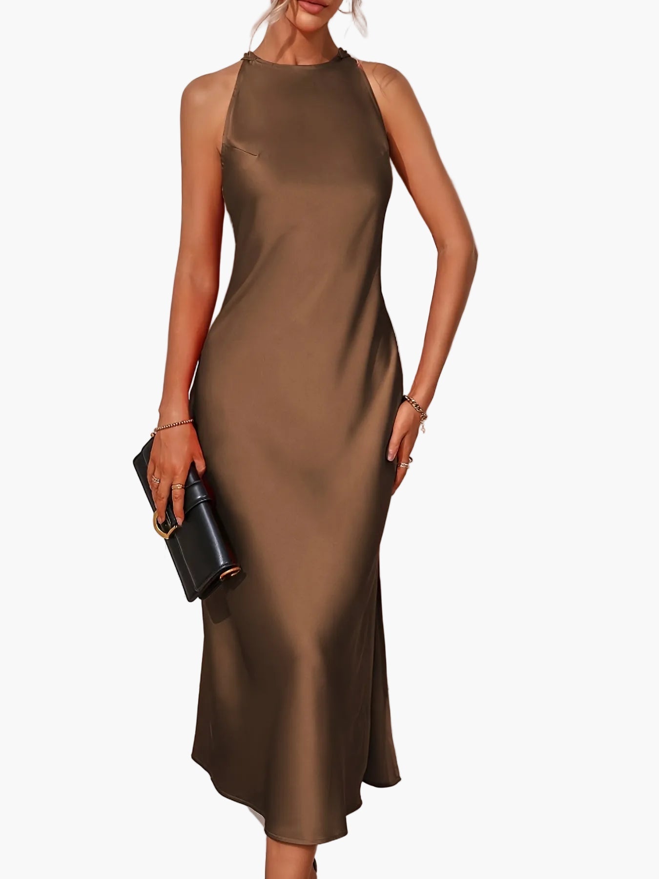 Robe Élégante Femme Coupe Droite Style Décontracté pour Soirée ou Quotidien
