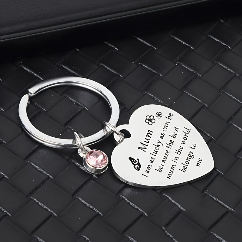 Porte-clés cœur pour femme – Cadeau sentimental fête des mères, message gravé pour maman