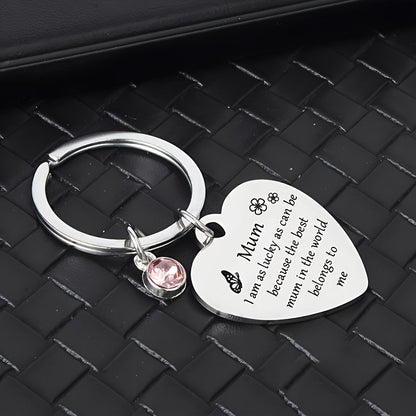 Porte-clés cœur pour femme – Cadeau sentimental fête des mères, message gravé pour maman