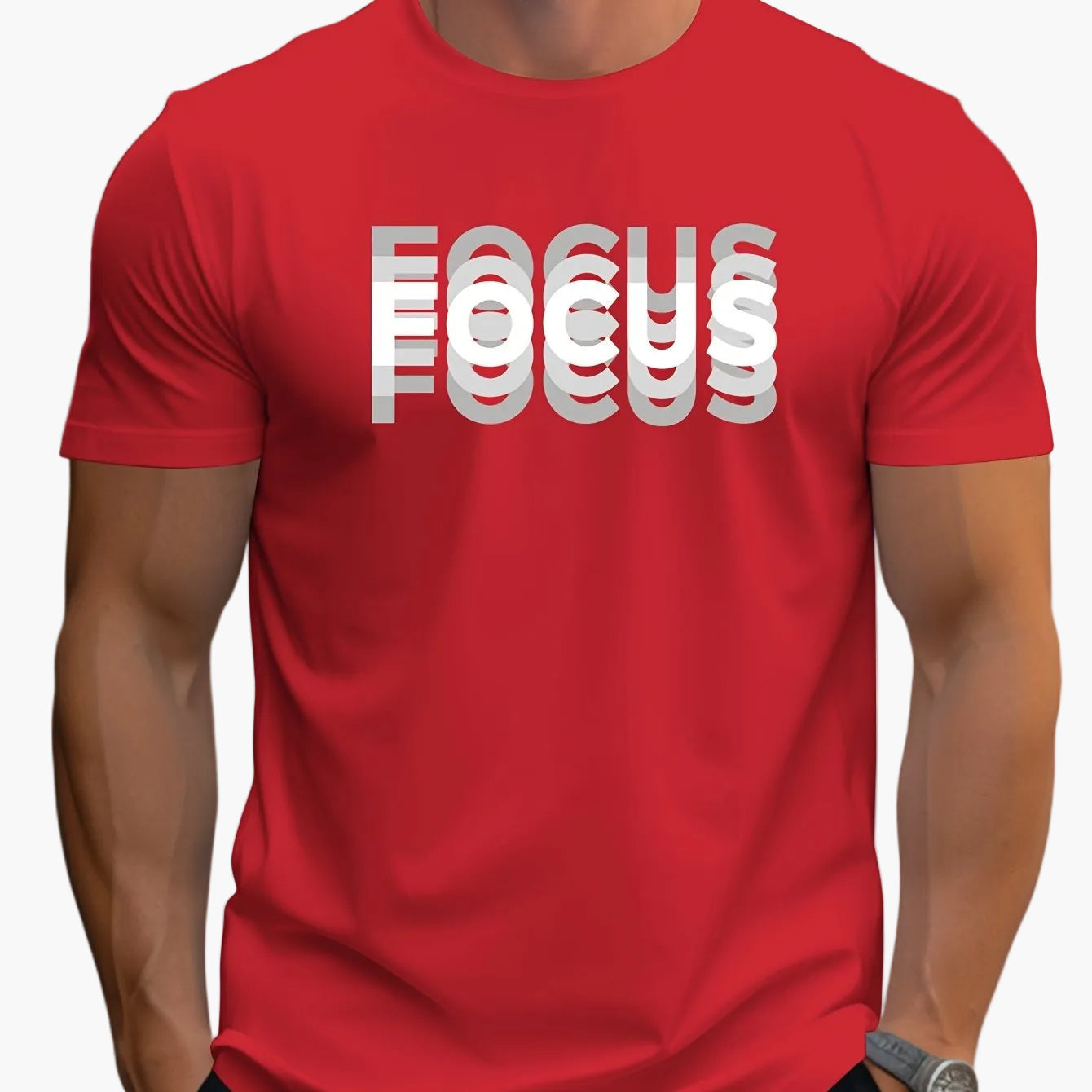 T-shirt Uomo Stile Moderno con Motivo "FOCUS" – Look Urbano e Ispirante