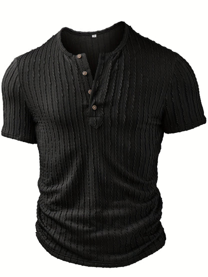 Lässiges Herren-T-Shirt mit Knöpfen und Rundhalsausschnitt – trendiger Sommerstil  