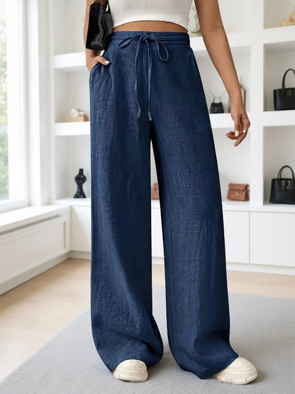 Luźne spodnie damskie z sznurkiem w pasie – Styl casual i modny
