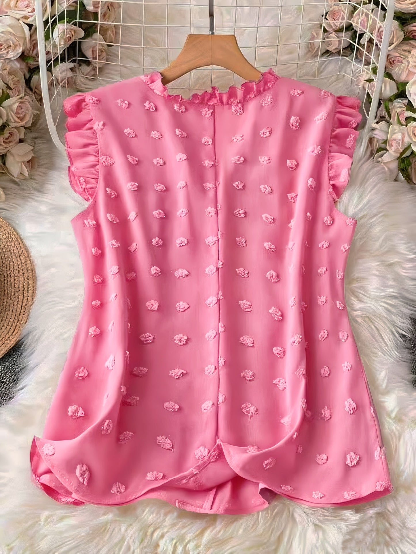 Elegant blus för kvinnor med volanger, avslappnad chic stil för vardagen