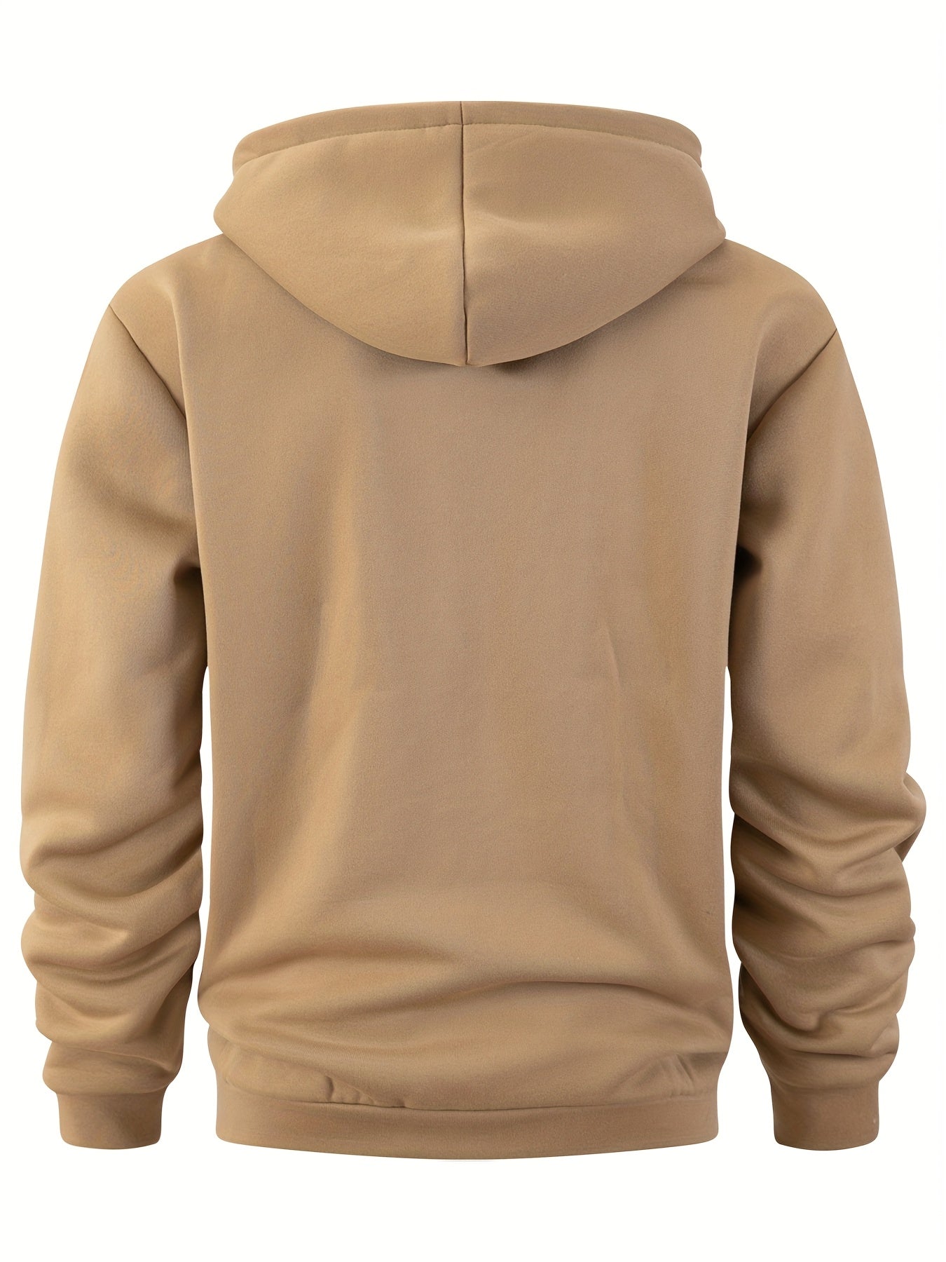 Sweat à Capuche Homme Mi-Zip avec Poches Zippées Devant Kaki