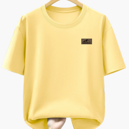 T-shirt casual męski w sportowym stylu z nadrukiem gór – Idealny na wypoczynek i weekend
