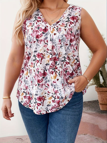 Débardeur sans manches femme style élégant imprimé fleuri pour un look décontracté chic