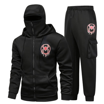 Ensemble survêtement cagoule homme avec motif araignée couleur unie