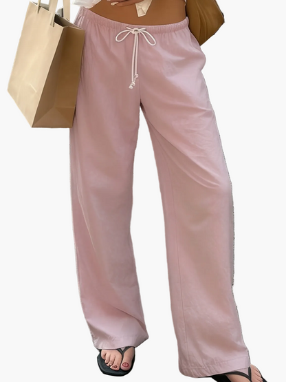 Pantalon large décontracté femme taille haute à jambes droites pour look urbain chic