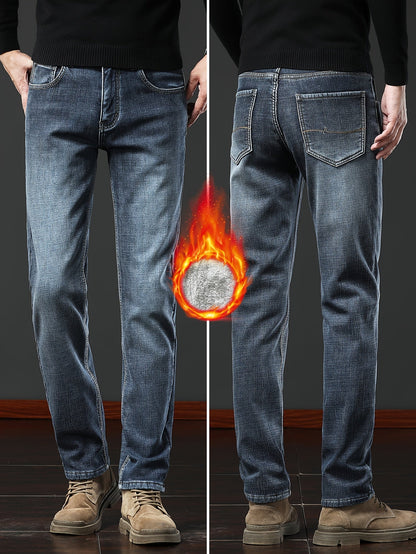 Jean homme doublé polaire coupe droite style décontracté bleu ou gris